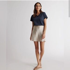 QUINCE Washable Silk Mini Skirt Champagne
